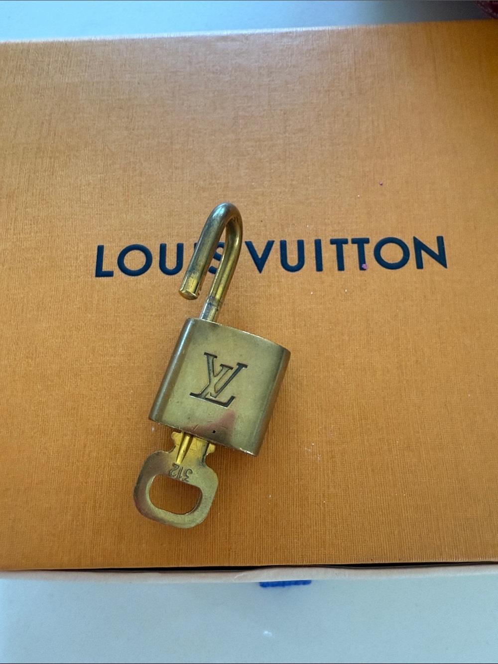 Louis Vuitton Gold Brass Padlock and Key 312